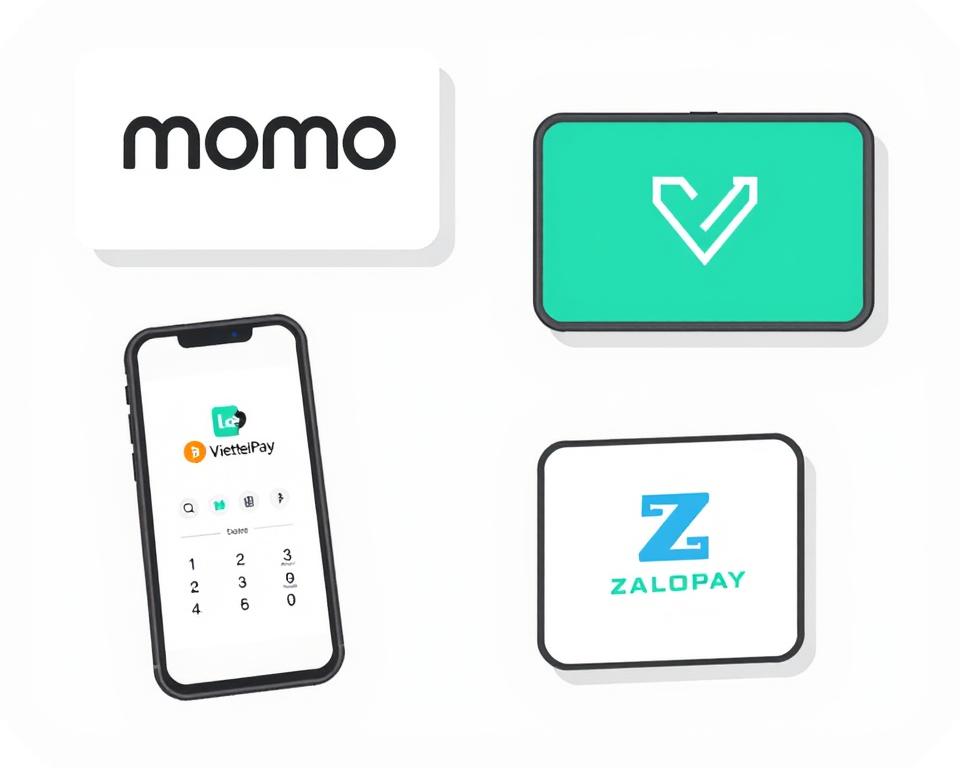 Hình ảnh ví điện tử Momo, ViettelPay và ZaloPay