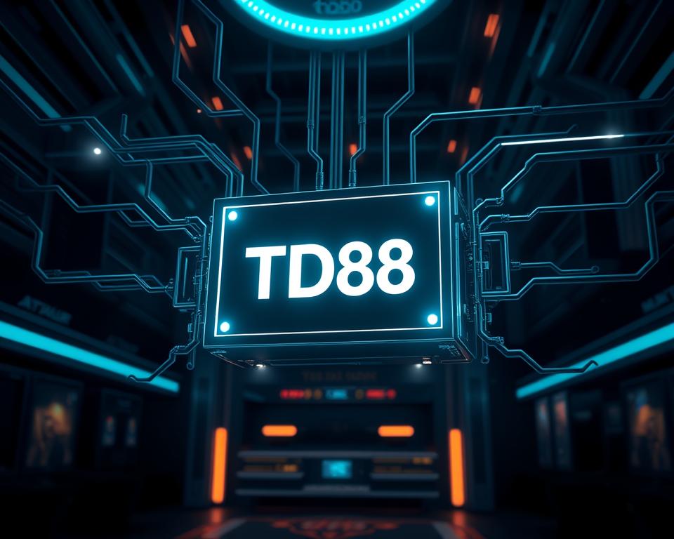 A pristine, futuristic blockchain system hovers in a dimly lit, high-tech environment. Sleek, minimalist lines and glowing neon accents create an atmosphere of sophisticated, provably fair gaming. The TD88 logo is prominently displayed, its bold typography reflecting the system's transparency and reliability. Subtle lens flares and depth of field emphasize the depth and complexity of the blockchain architecture, while dramatic shadows and highlights lend a sense of mystery and authority. The overall impression is one of a cutting-edge, trustworthy gaming platform that seamlessly integrates blockchain technology.