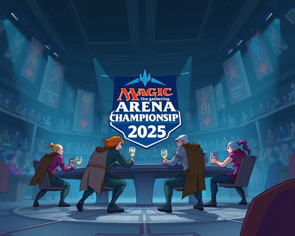 Tạo hình ảnh về Magic: The Gathering Arena Championship 2025 với người chơi thể hiện chiến thuật